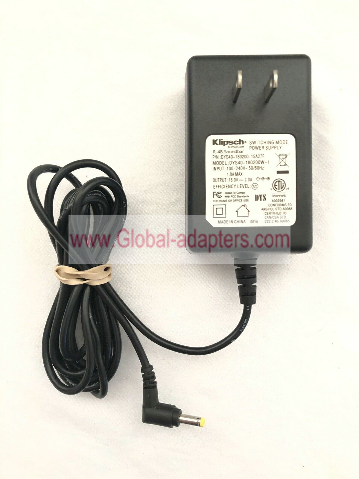 NEW 18V 2A Klipsch R-4B Soundbar AC Power Adapter DYS40-180200W-1 DYS40-180200-15A27F Charger